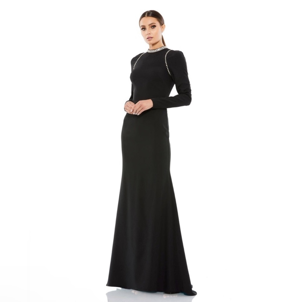 Mac Duggal Black Long Sleeve Gown